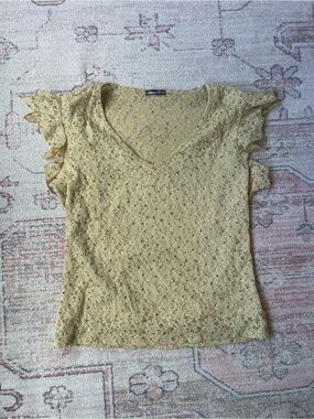 Mandee Floral Lace Sequin Blouse Fairycore Womens M